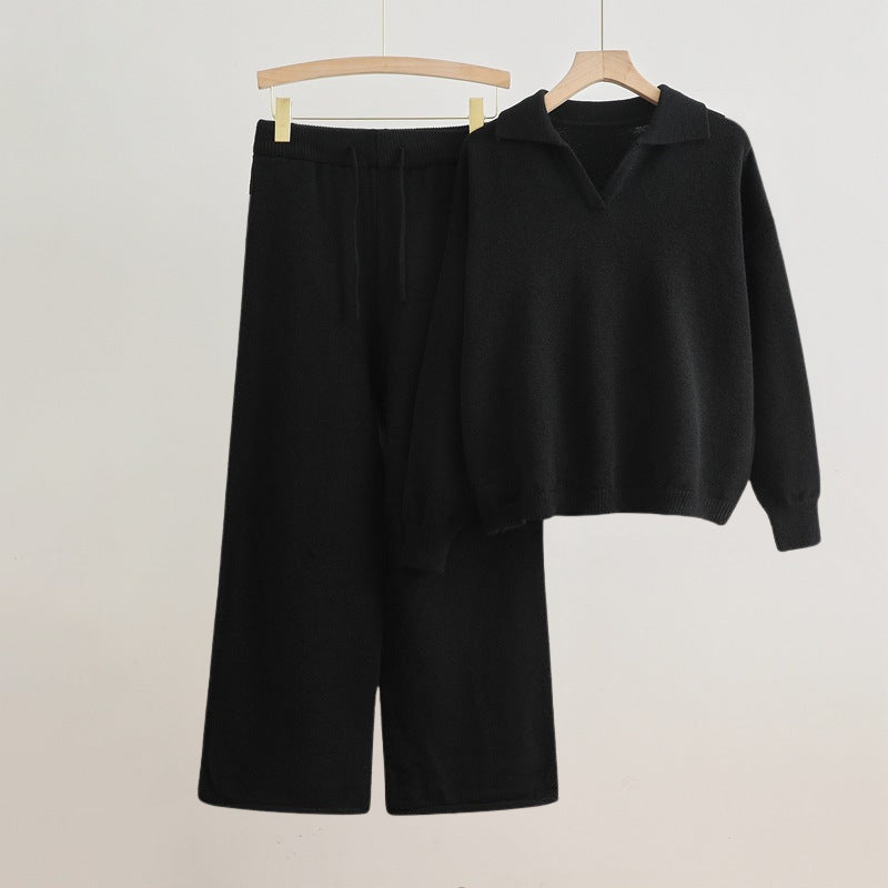 Cozy Knit Lounge Set – Soft Sweater & Wide-Leg Pants for Effortless Style