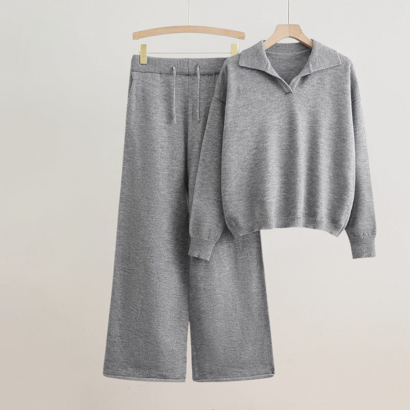 Cozy Knit Lounge Set – Soft Sweater & Wide-Leg Pants for Effortless Style