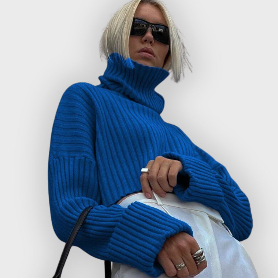 Ribbed Turtleneck Sweater for Women – Cozy Winter Pullover
