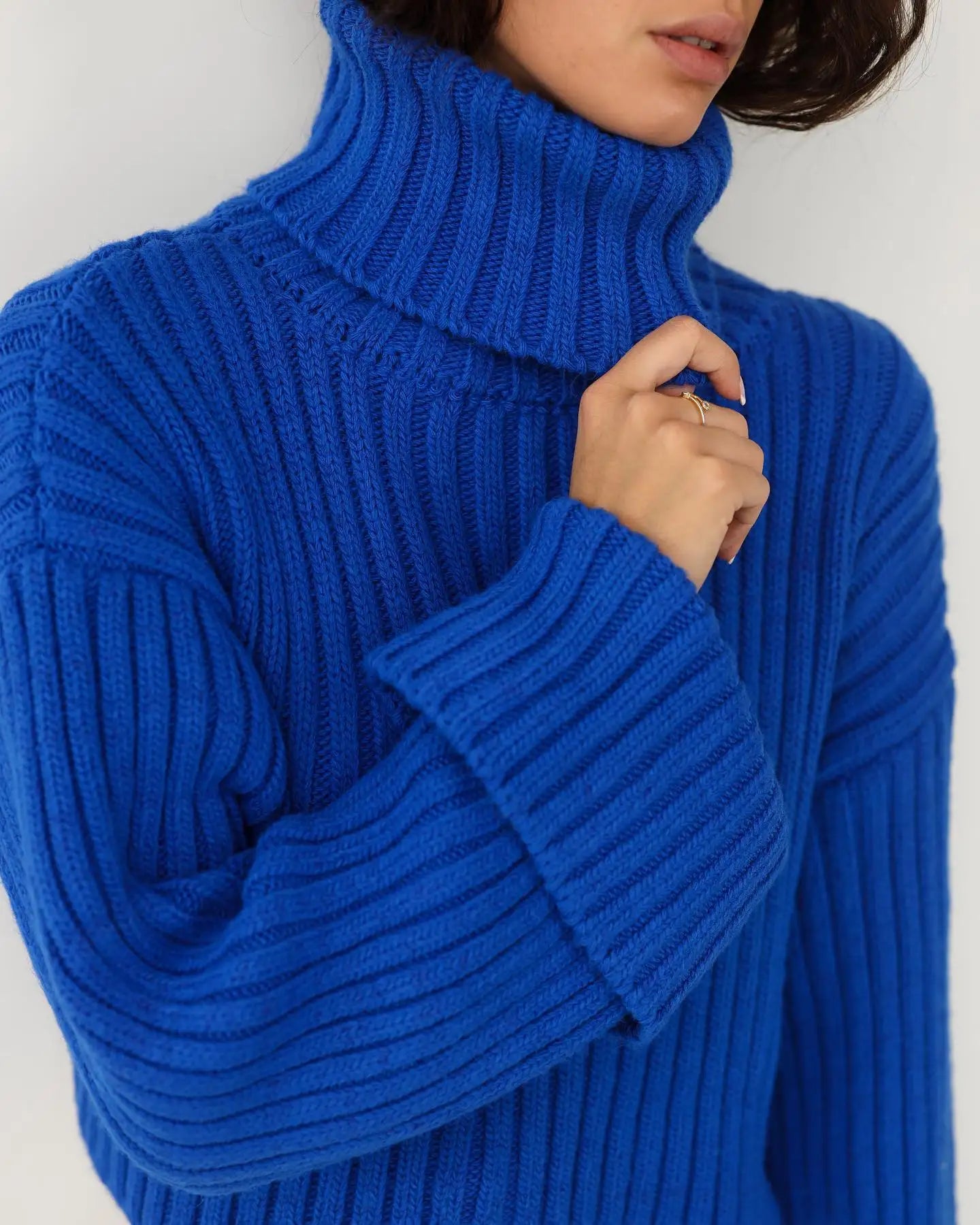 Ribbed Turtleneck Sweater for Women – Cozy Winter Pullover