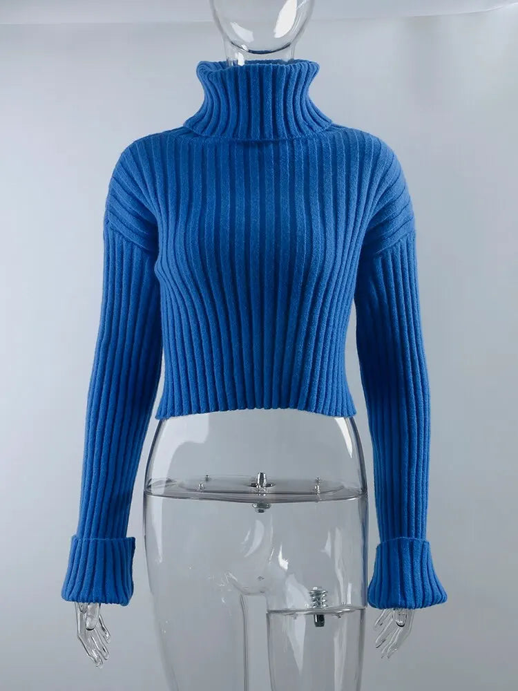 Ribbed Turtleneck Sweater for Women – Cozy Winter Pullover