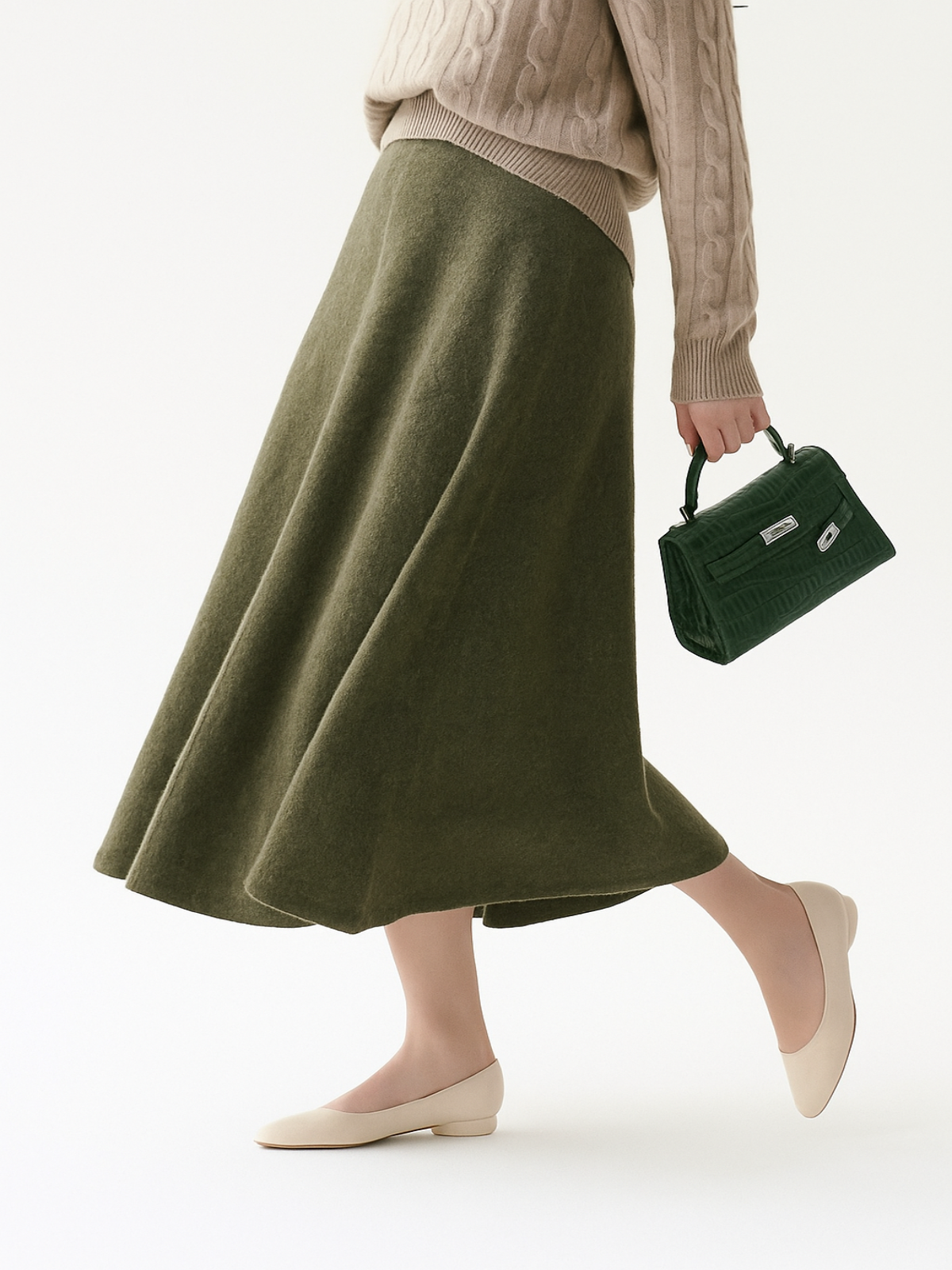 Merino Wool High-Waist Skirt for Women – Flowing Knit Fit for Comfortable Smart & Casual Wear