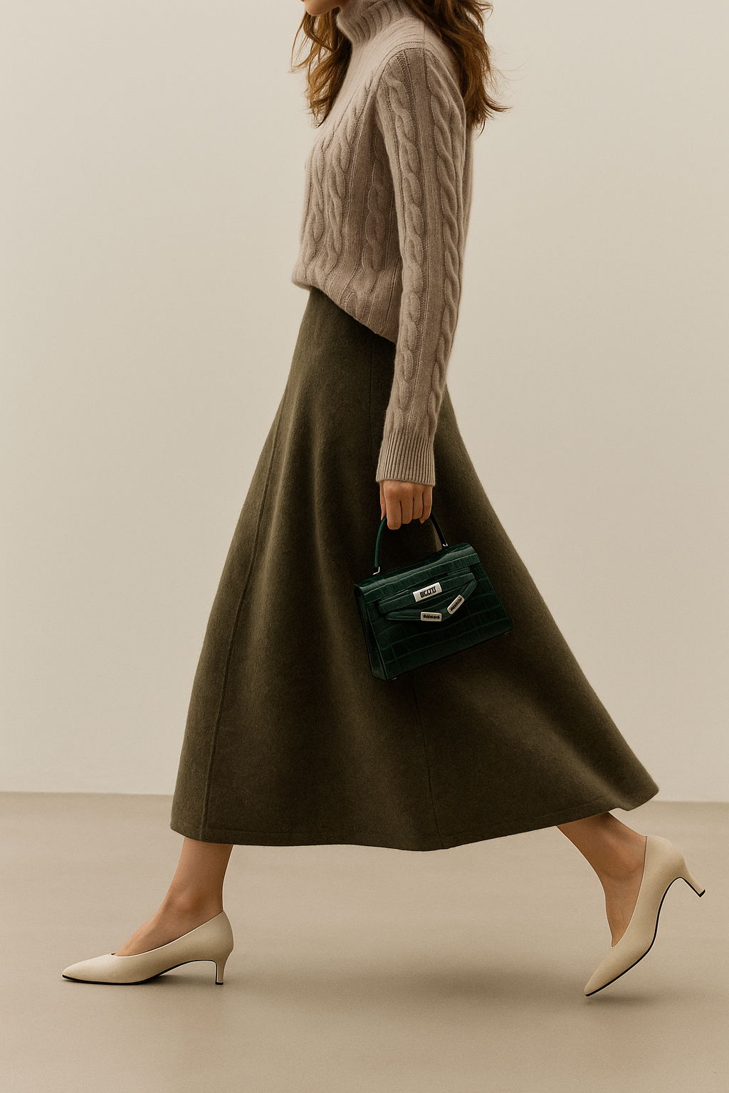 Merino Wool High-Waist Skirt for Women – Flowing Knit Fit for Comfortable Smart & Casual Wear
