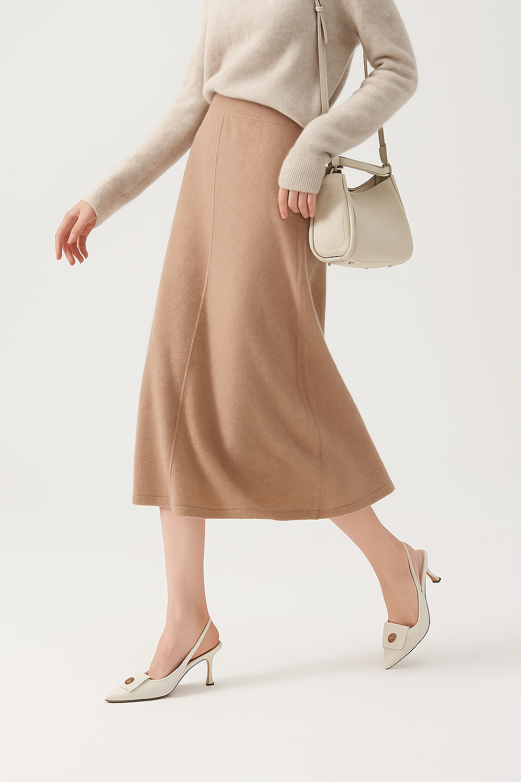 Merino Wool High-Waist Skirt for Women – Flowing Knit Fit for Comfortable Smart & Casual Wear