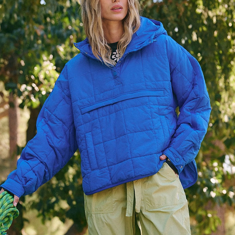 Lightweight Pullover Puffer Jacket for Women – Hooded, Water-Resistant Insulated Layer for Everyday Wear