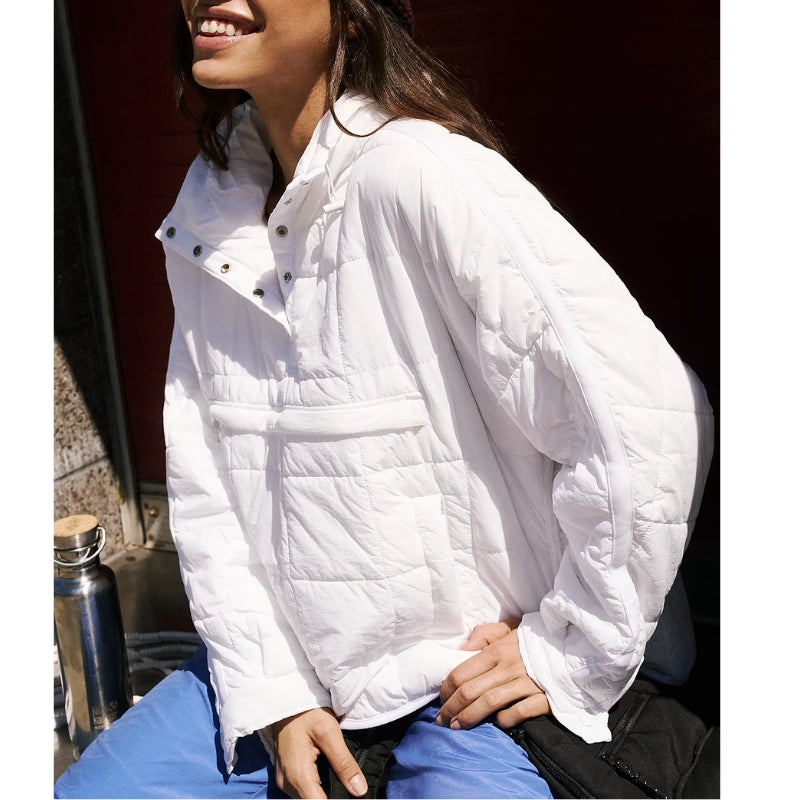 Lightweight Pullover Puffer Jacket for Women – Hooded, Water-Resistant Insulated Layer for Everyday Wear