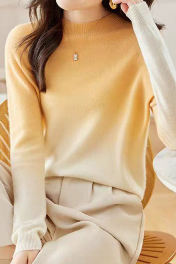 Women’s Gradient Knit Sweater – Crew Neck Lightweight Polyester Jumper