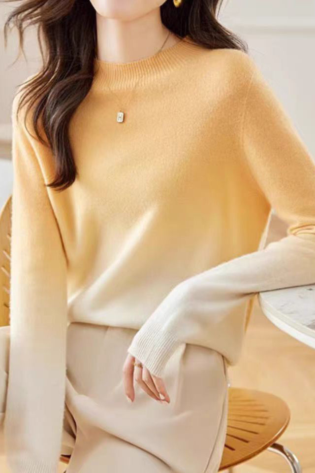 Women’s Gradient Knit Sweater – Crew Neck Lightweight Polyester Jumper