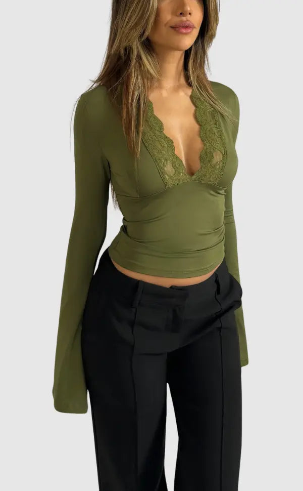 Gelinda | Women’s Lace-Trim V-Neck Top