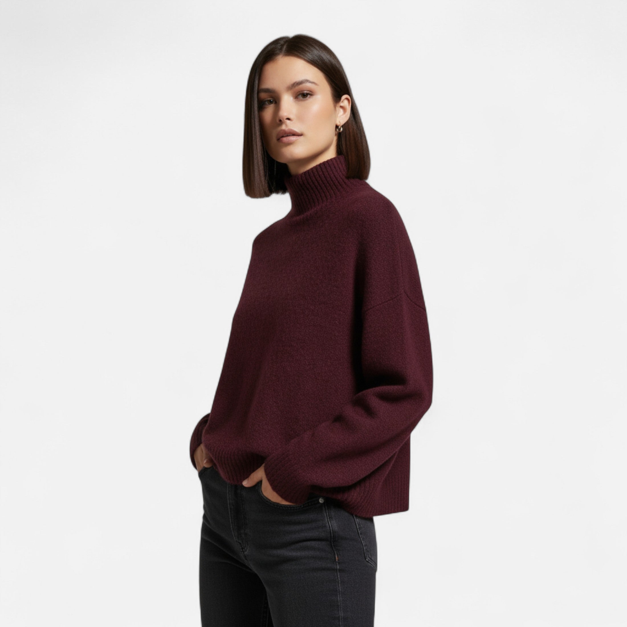 Women's turtleneck sweater - Warm vintage style with timeless elegance