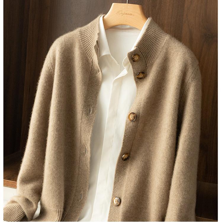 Women’s Button Cardigan – Soft Polyester Knit with Half-High Neck