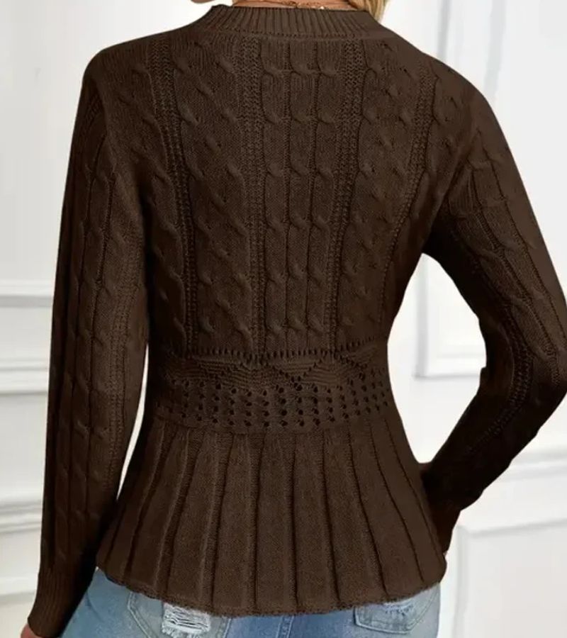 Women’s Fitted Knit Sweater – Classic Crew Neck Pullover with Textured Design