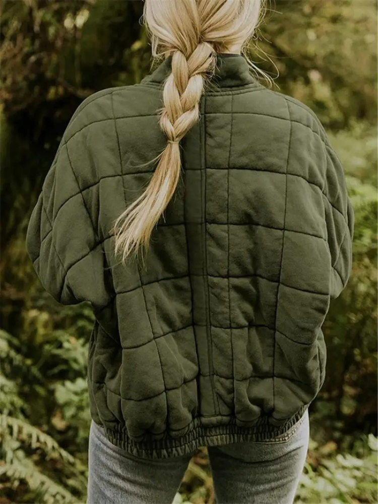Women’s Quilted Jacket – Lightweight Padded Block Stitch Coat