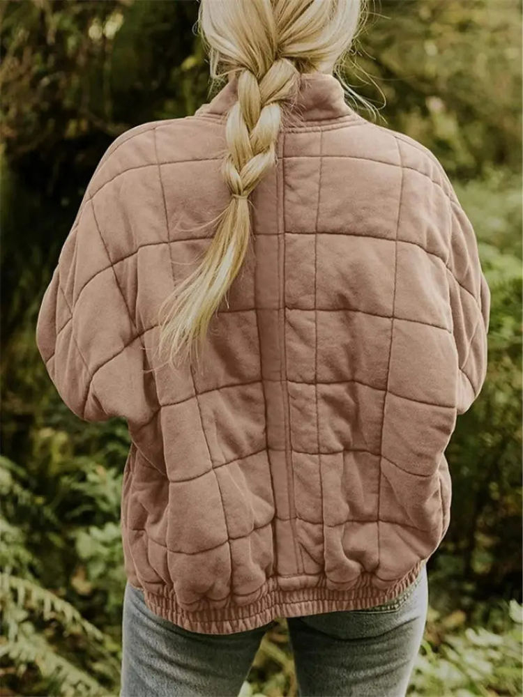Women’s Quilted Jacket – Lightweight Padded Block Stitch Coat