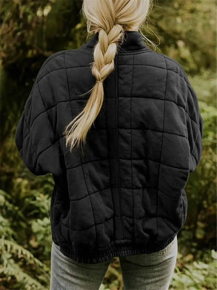 Women’s Quilted Jacket – Lightweight Padded Block Stitch Coat