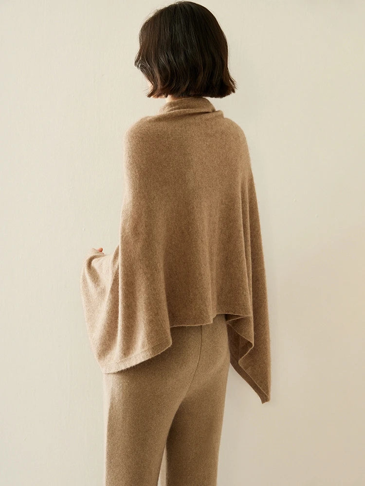Cashmere Blend Button Wrap Shawl – Soft 35% Cashmere & 65% Wool Layering Piece