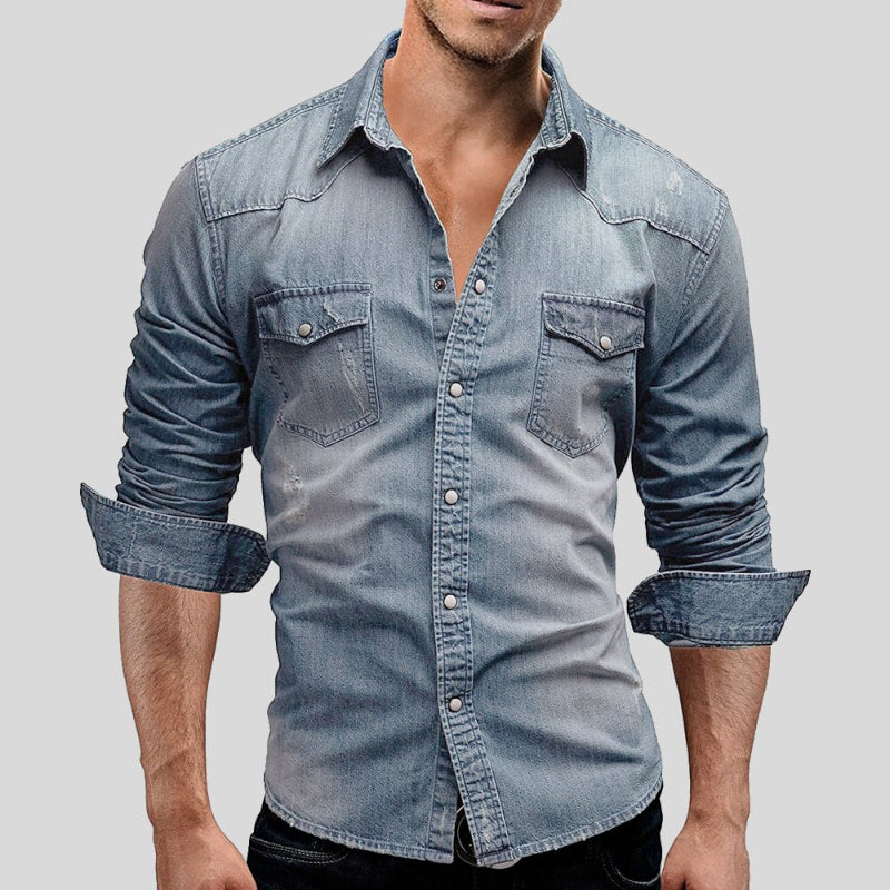 Holdine | Men’s Vintage Denim Shirt – Multiple Colors