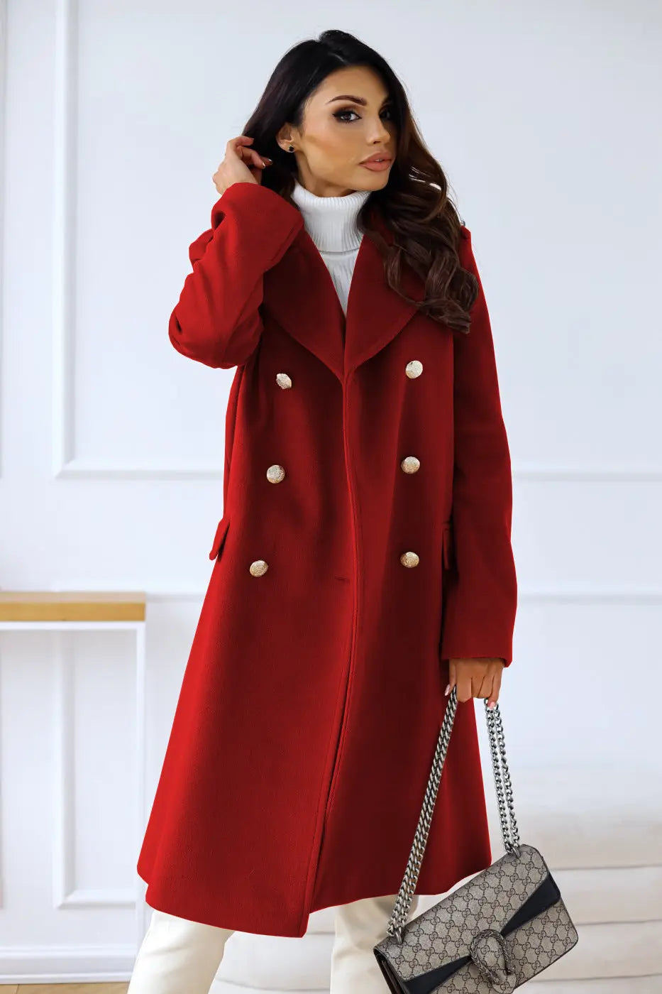 Hunder | Women’s Double-Breasted Wool Coat – Stylish & Comfortable