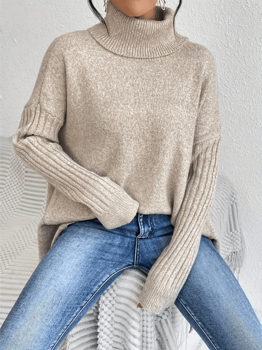 Oversized Turtleneck Sweater for Women – Soft Long Sleeve Jumper for Autumn and Winter Wear