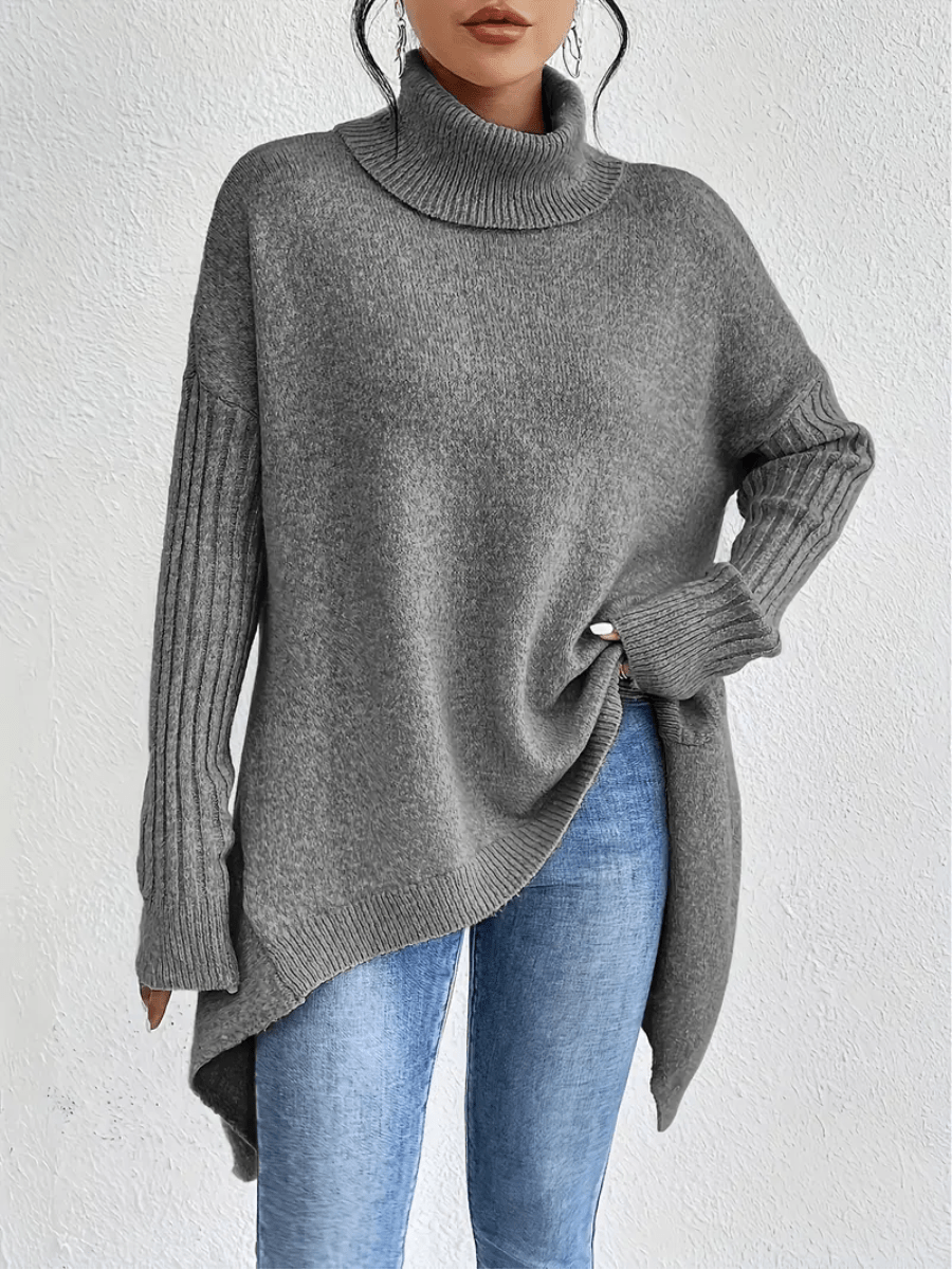 Oversized Turtleneck Sweater for Women – Soft Long Sleeve Jumper for Autumn and Winter Wear