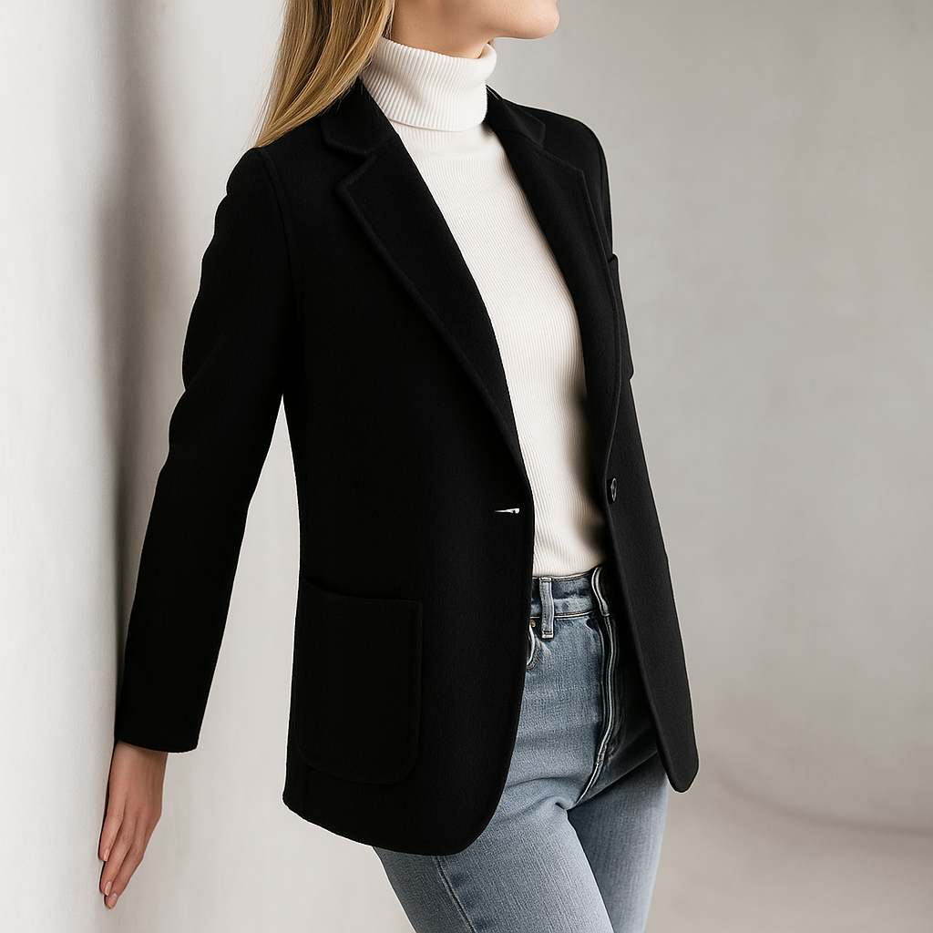 Women’s Tailored Blazer – Structured Polyester Jacket for Smart Everyday Wear