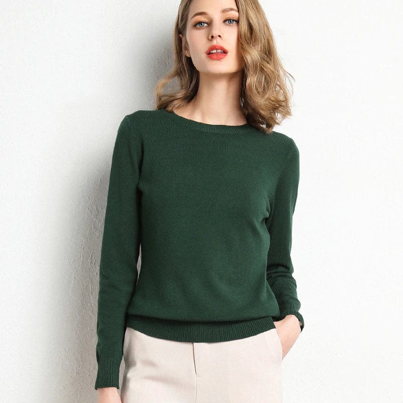 Lia | Ladies classic cashmere sweater with round neckline