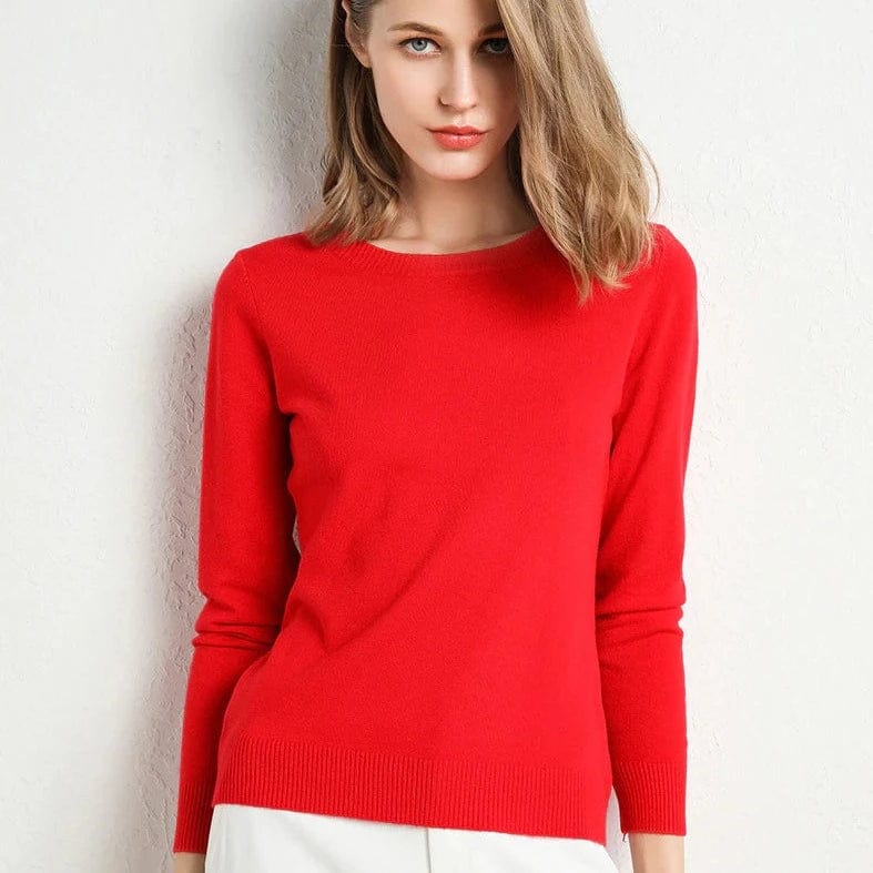 Lia | Ladies classic cashmere sweater with round neckline