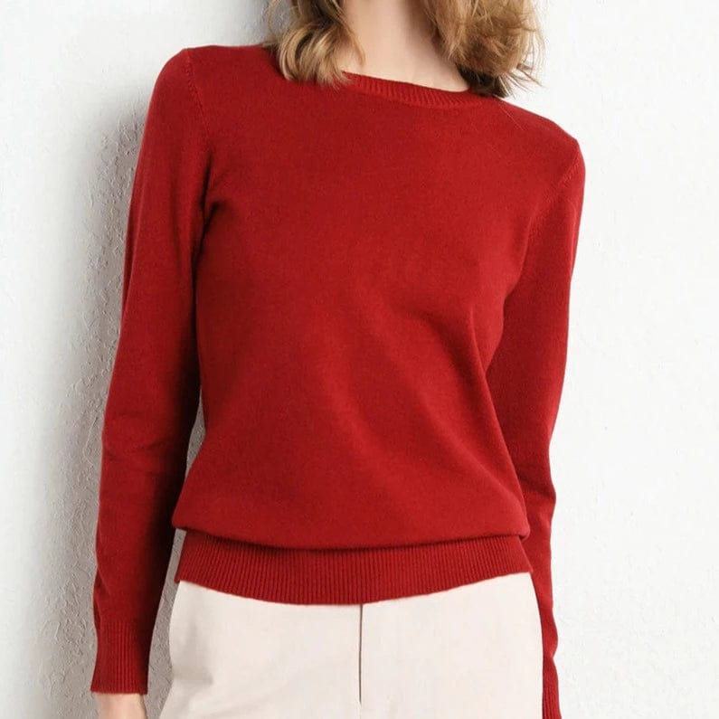 Lia | Ladies classic cashmere sweater with round neckline