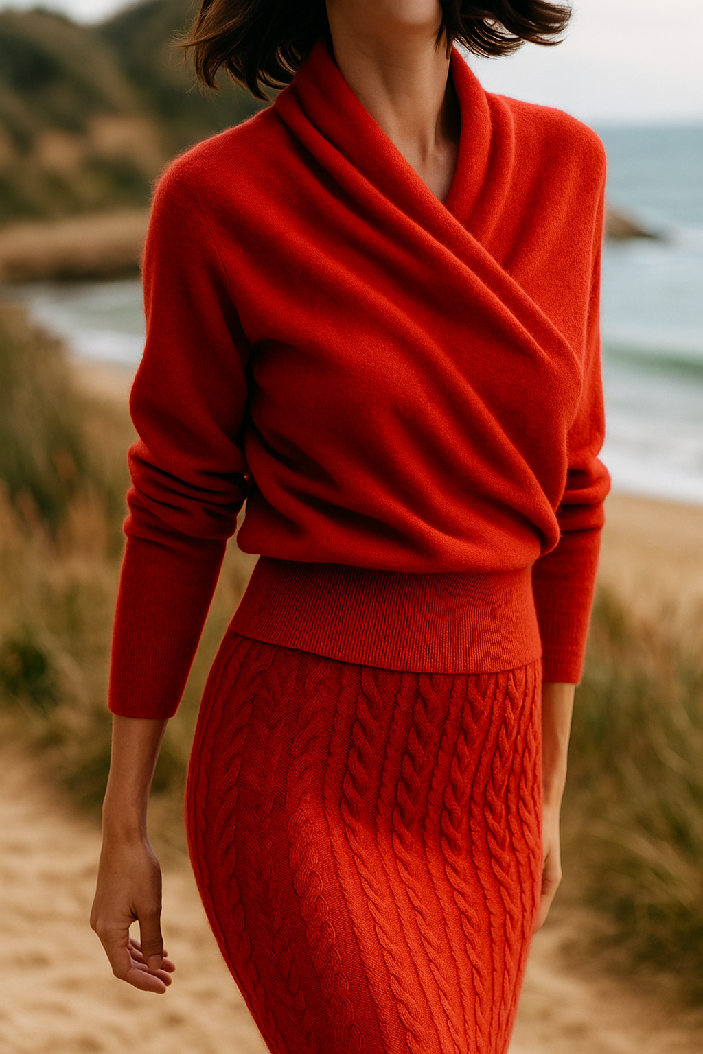 Women’s Cashmere Wrap Sweater – Soft Crossover Knit for Effortless Elegance