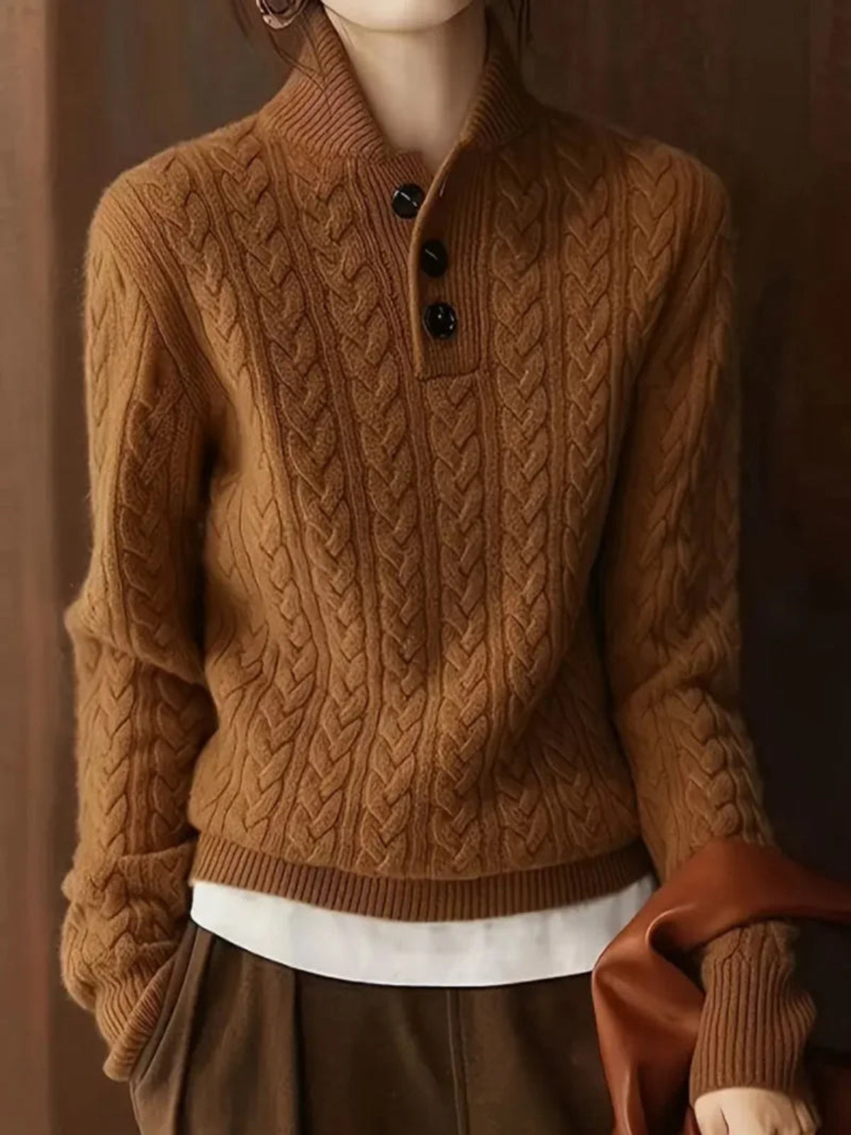 Leopard Print Wool Jumper for Women – High Neck Winter Pullover with Relaxed Fit