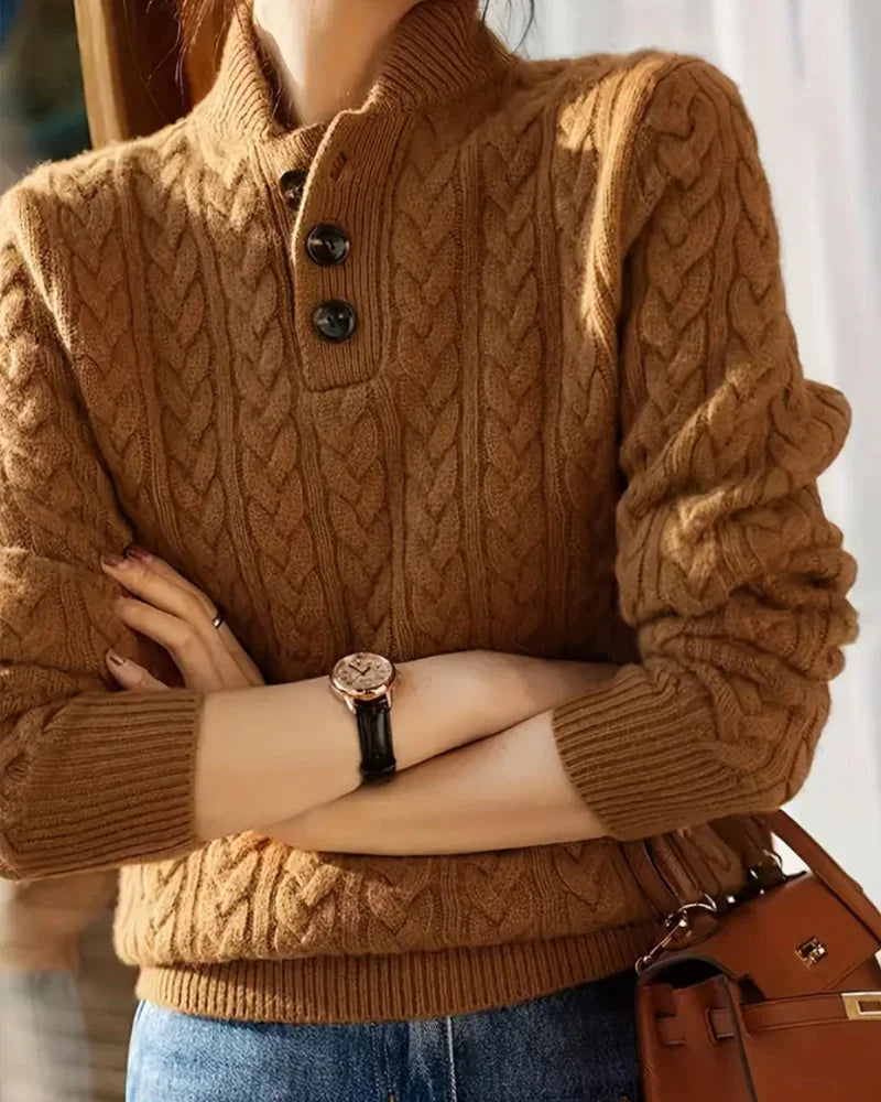 Leopard Print Wool Jumper for Women – High Neck Winter Pullover with Relaxed Fit