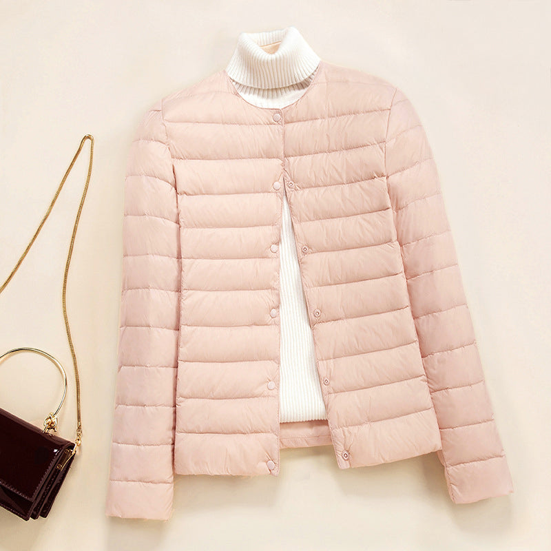 Lightweight Down Jacket for Women – Slim Quilted White Duck Down Coat for Layering and Everyday Wear
