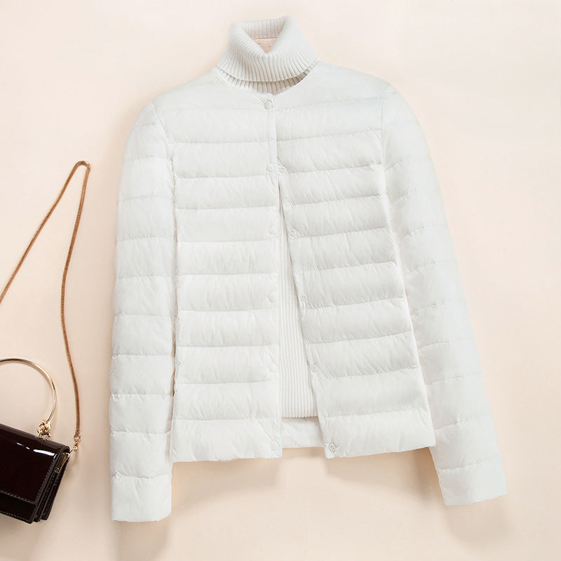 Lightweight Down Jacket for Women – Slim Quilted White Duck Down Coat for Layering and Everyday Wear