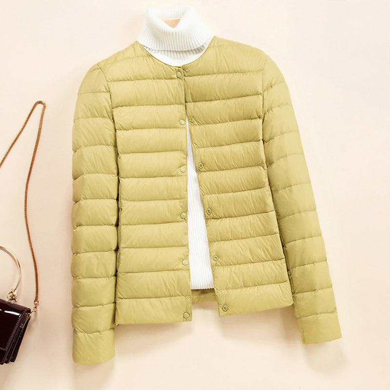 Lightweight Down Jacket for Women – Slim Quilted White Duck Down Coat for Layering and Everyday Wear