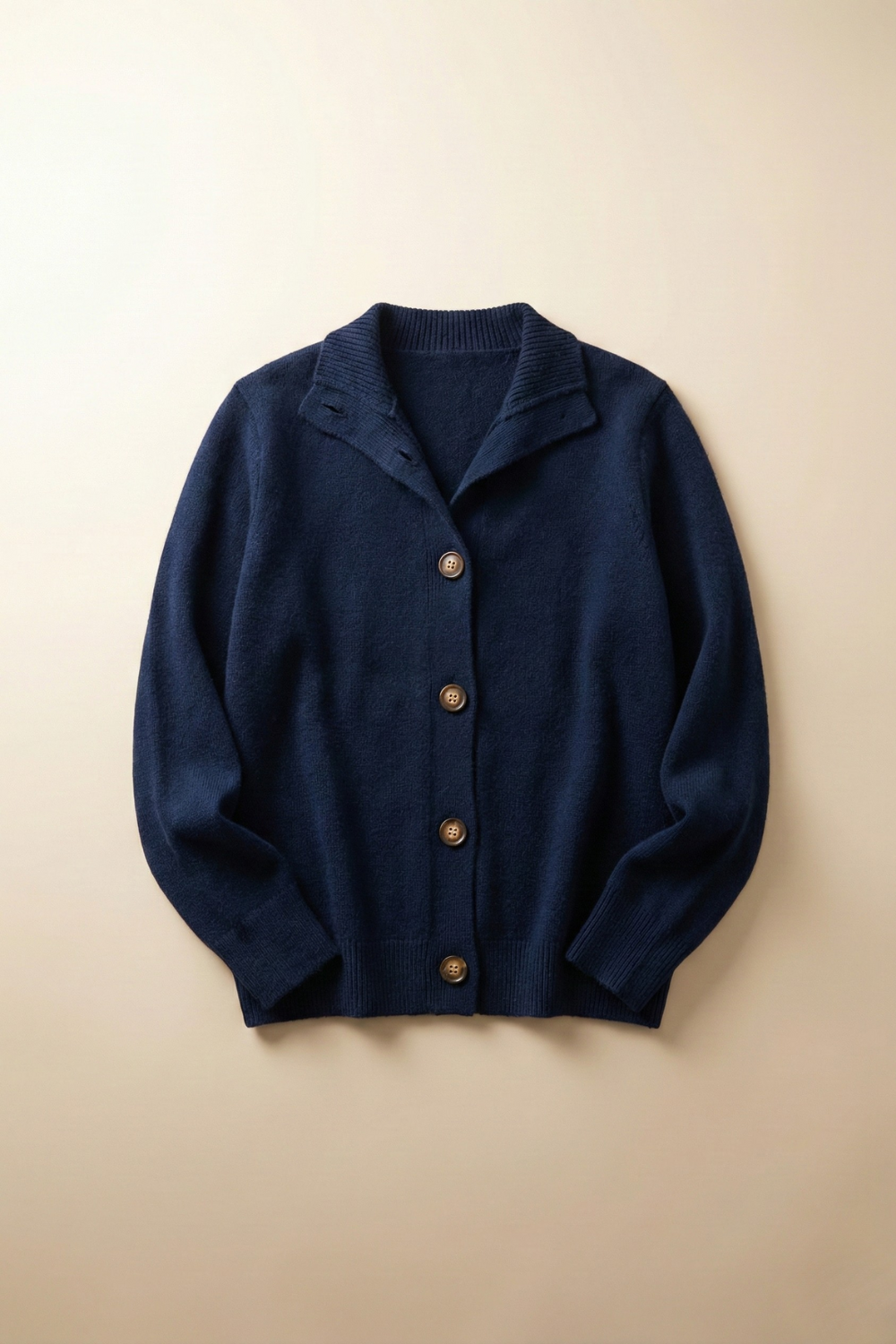 Women’s Button Cardigan – Half High Neck Polyester Knit Layer