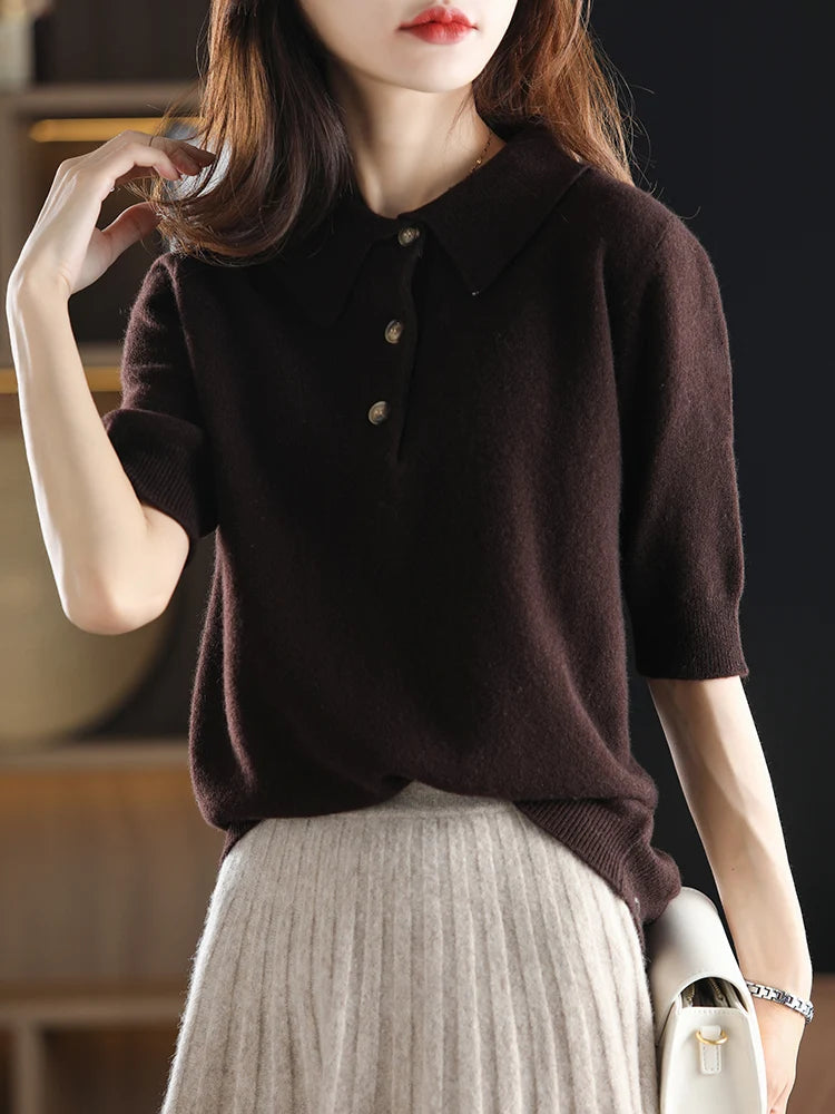 Merino Wool Polo Sweater – Soft Knit Button-Up Sweater for Smart Casual Wear