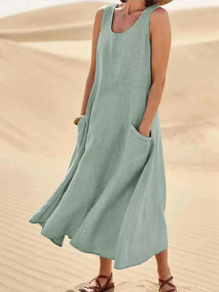 Melody | Women’s 100% Linen A-Line Pinafore Dress