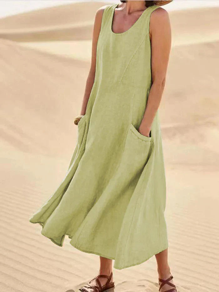 Melody | Women’s 100% Linen A-Line Pinafore Dress