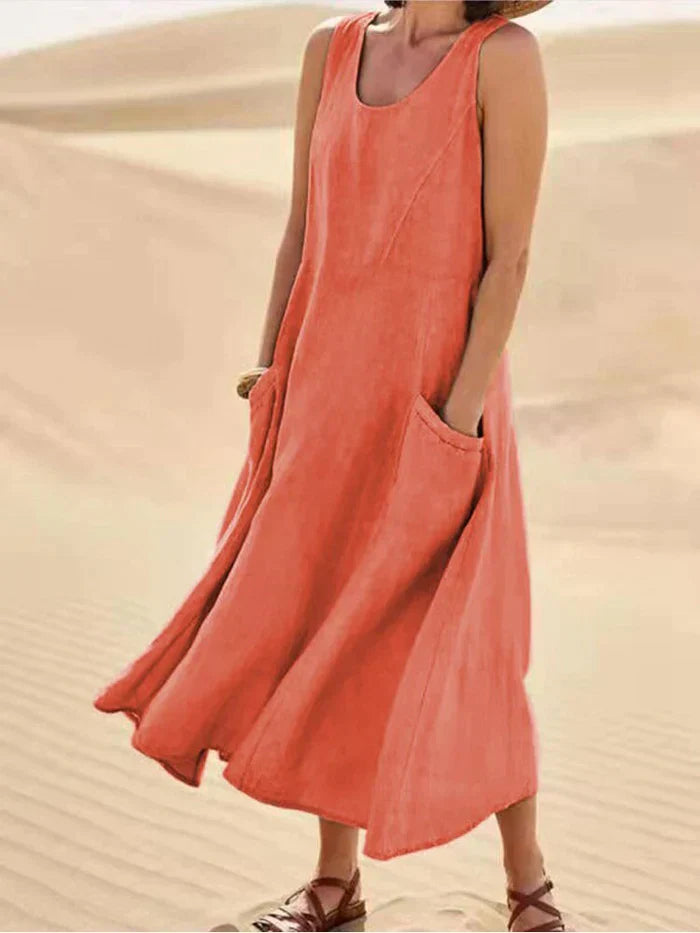 Melody | Women’s 100% Linen A-Line Pinafore Dress