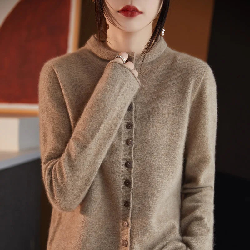 Women’s Knit Cardigan – Relaxed Polyester Button-Up Layer for Everyday Wear