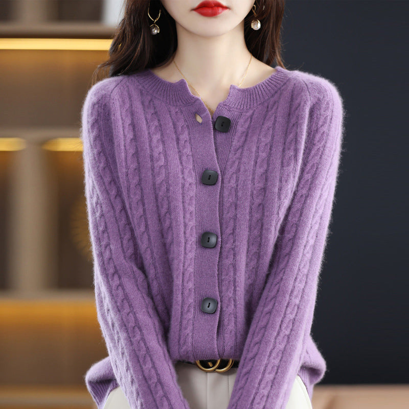 Cable Knit Cardigan for Women – Lightweight Acrylic Blend Button-Front Layer for Smart & Casual Wear