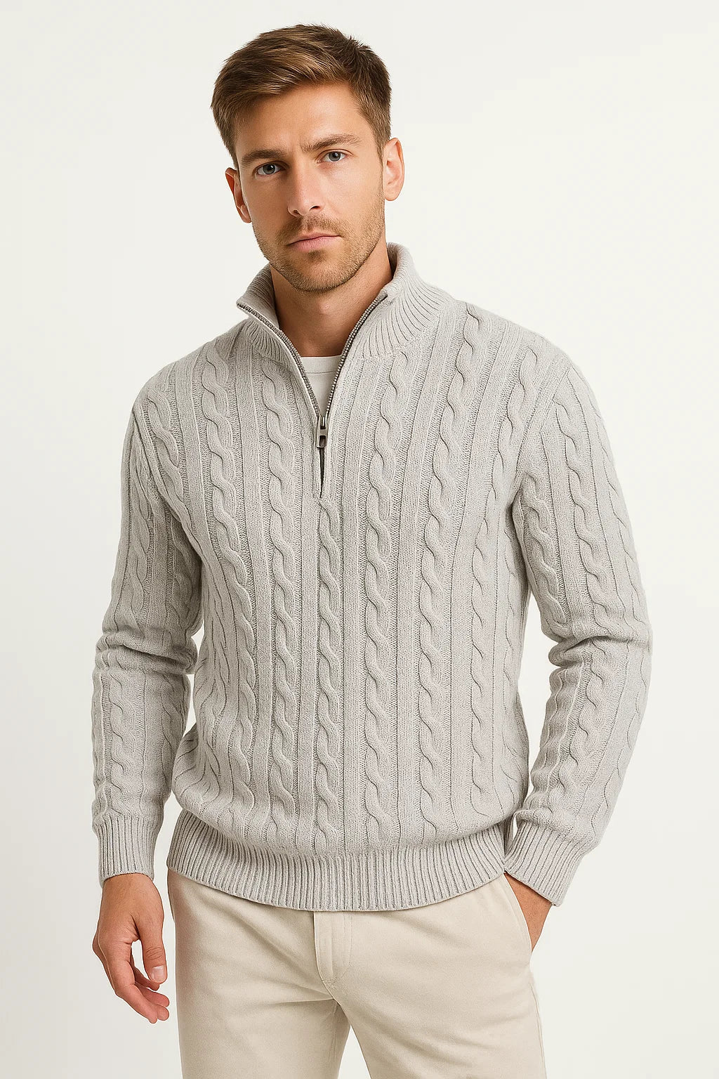 Niels | Men’s Cable Knit Quarter-Zip Sweater