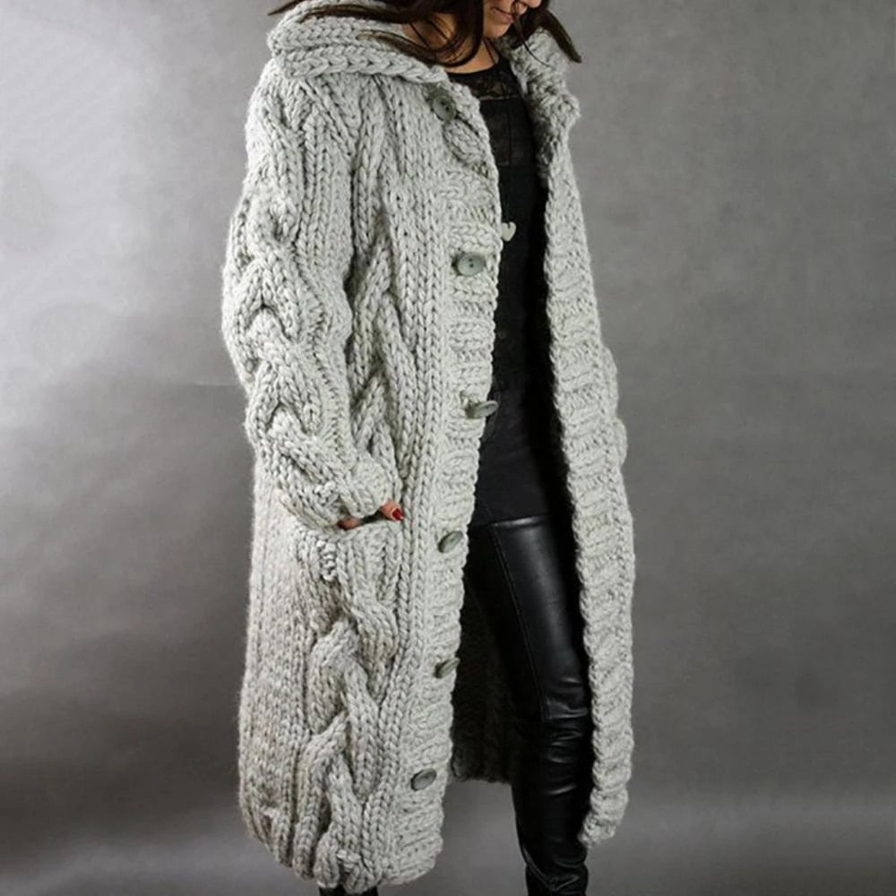 Nikki | Women’s Oversized Cable Knit Button Cardigan