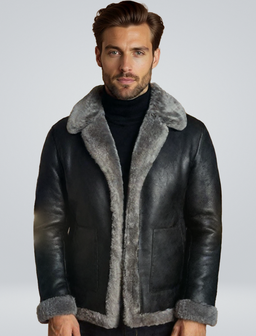 Noah | Men’s Black Shearling Leather Jacket