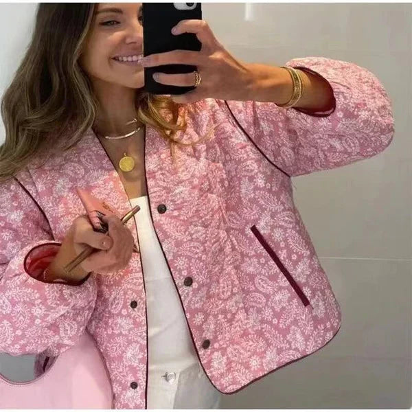 BLOOM – Women's Quilted Jacket in Pink Patchwork