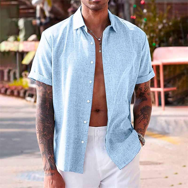 Oliveros | Men’s Short-Sleeve Cotton-Linen Shirt