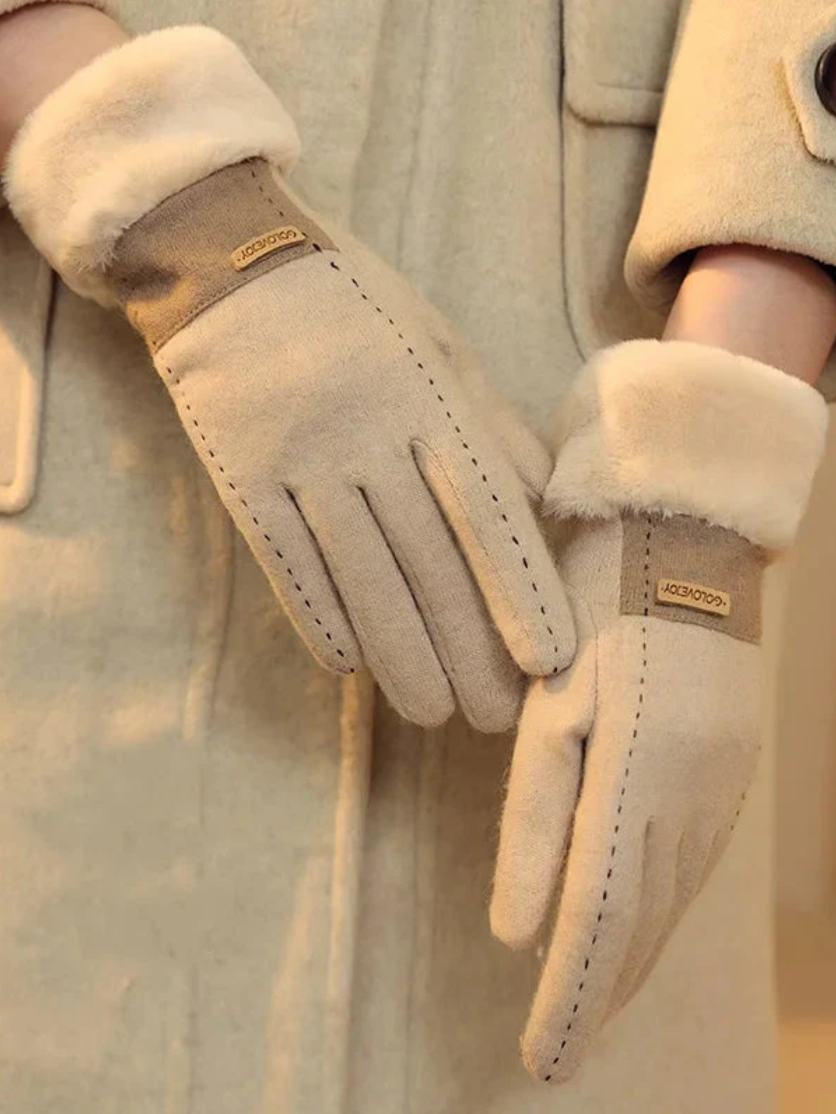 Stay Warm in Style with Our Plush Suede Touchscreen Winter Gloves