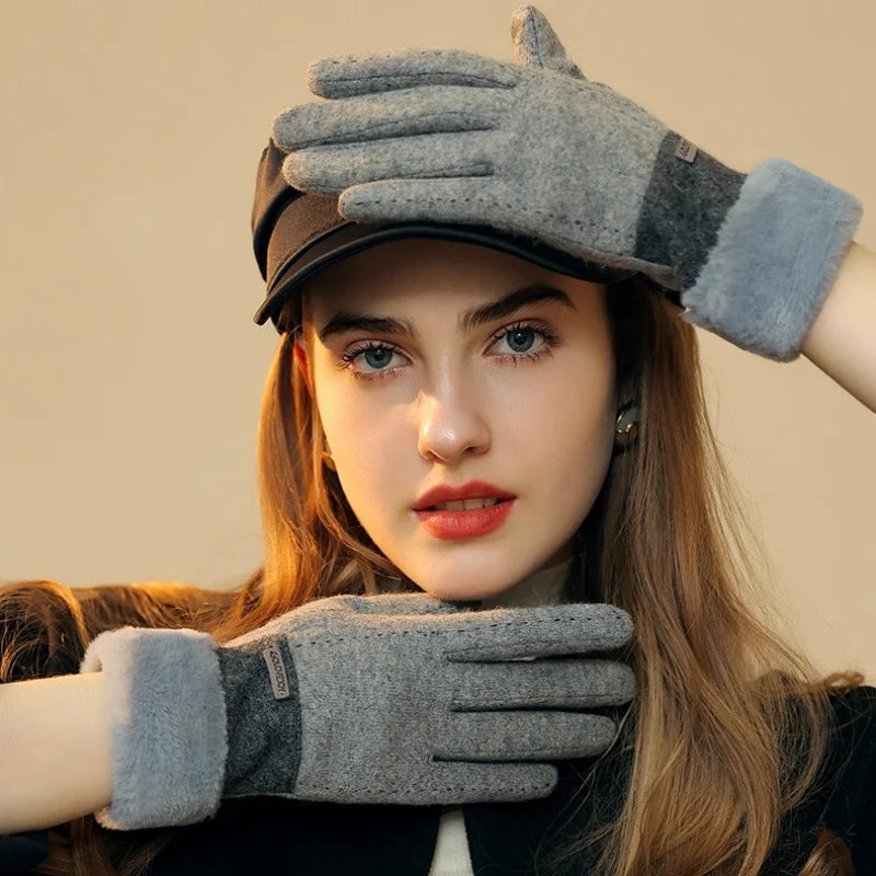 Stay Warm in Style with Our Plush Suede Touchscreen Winter Gloves