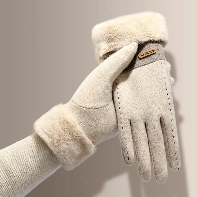 Stay Warm in Style with Our Plush Suede Touchscreen Winter Gloves