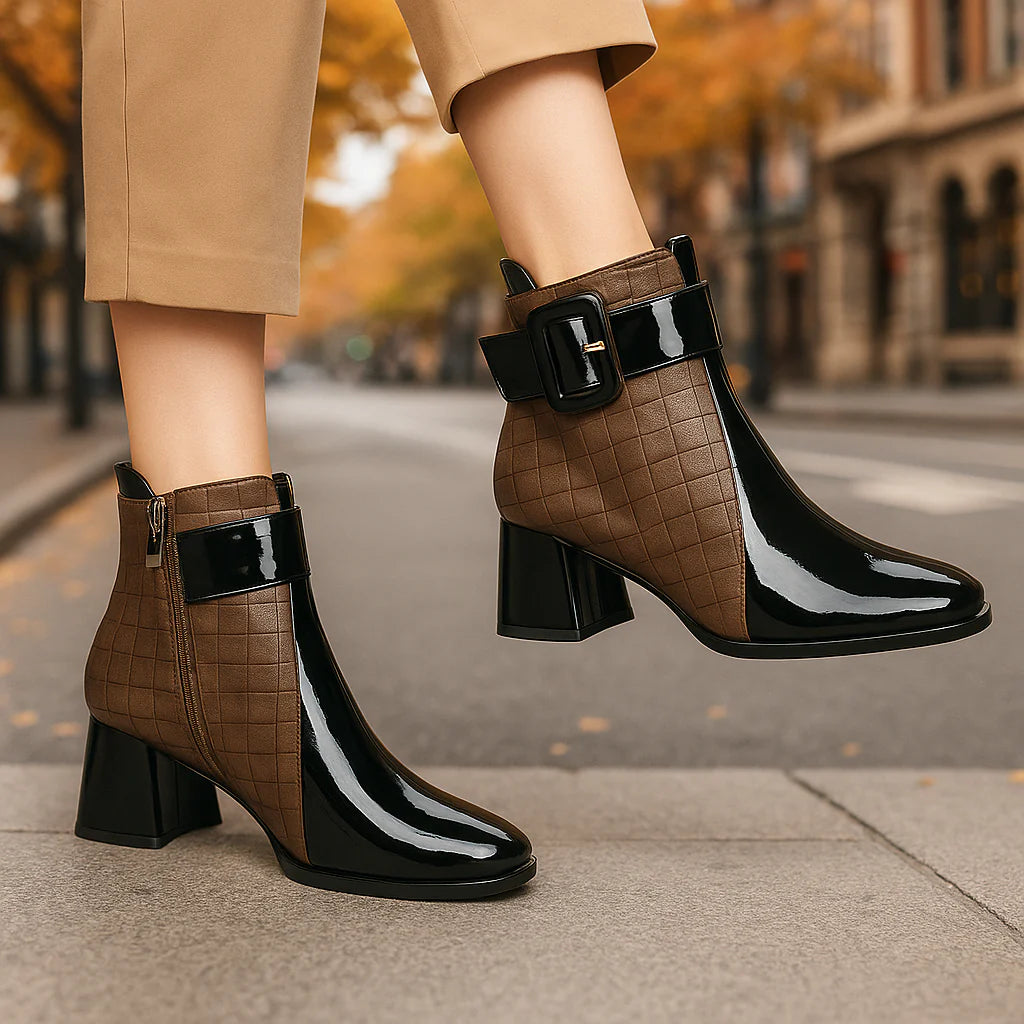 Leather Ankle Boots for Women – Polished Buckle Boots for Everyday Spring Wear